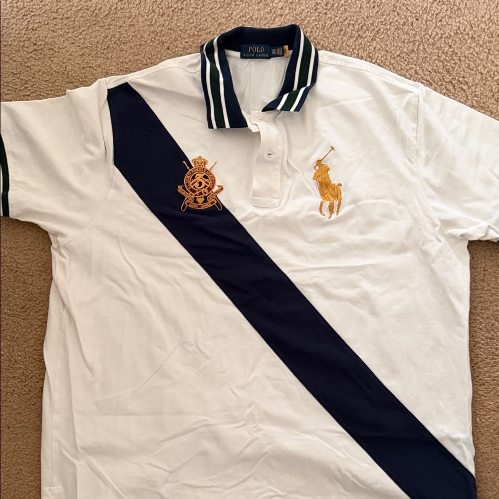 Polo by Ralph Lauren White and Navy Striped Polo Shirt
